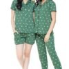 ZEYO Women's Cotton 3Pc'S Heart Printed Night Suit Pajama Set - Image 6