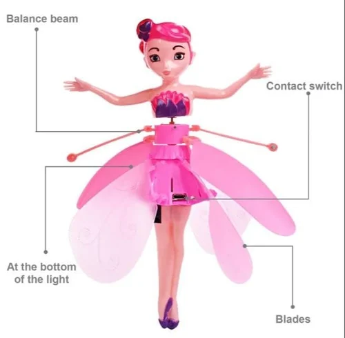 Pink Plastic Flying Fairy Dolls, 18 X 15 X 4 cm